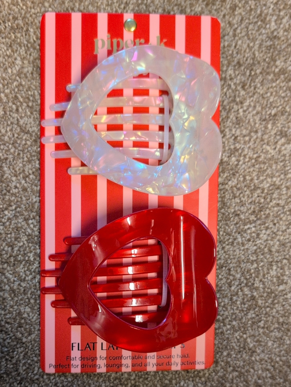 NWT Piper + Co. Heart Shaped Hair Claw Clips